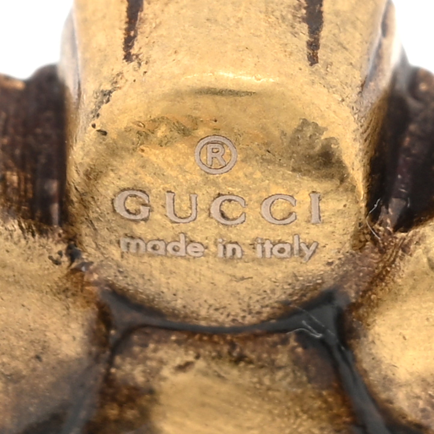 Metal Crystal Double G Ring S 52 6 Aged Gold