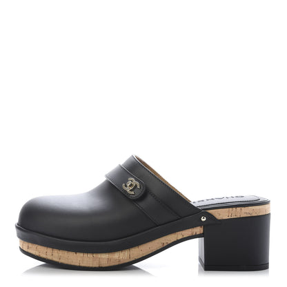 Chanel Calfskin CC Turn Lock Clog 39 Black 1 of 9