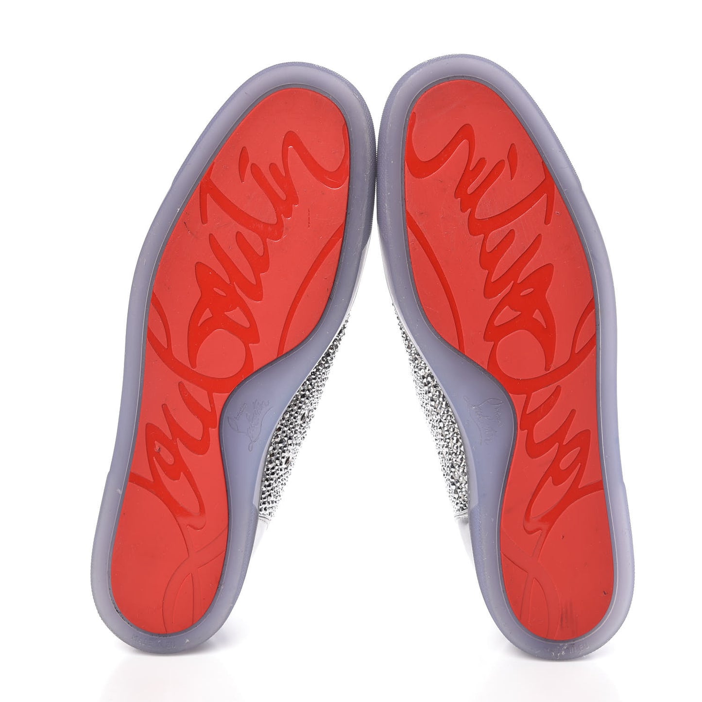 Metallic Calfskin Strass Mens Louis Flat Sneakers 46 Silver