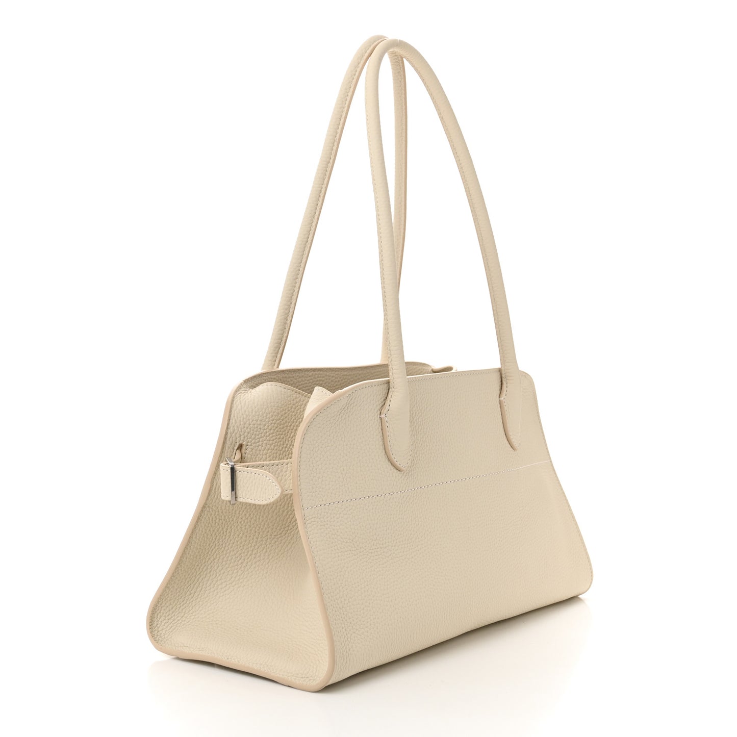 Matte Grained Calfskin Margaux Shoulder 12  White