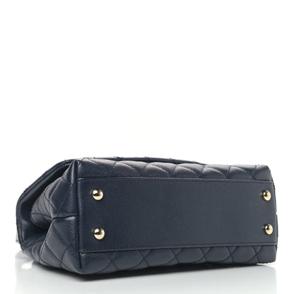 Chanel Caviar Quilted Mini Coco Handle Flap Navy Blue 3 of 4