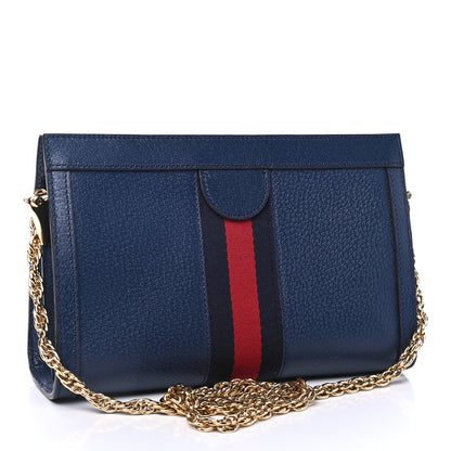 Gucci Textured Calfskin Web Small Ophidia Chain Shoulder Bag Blue Agata 2 of 4