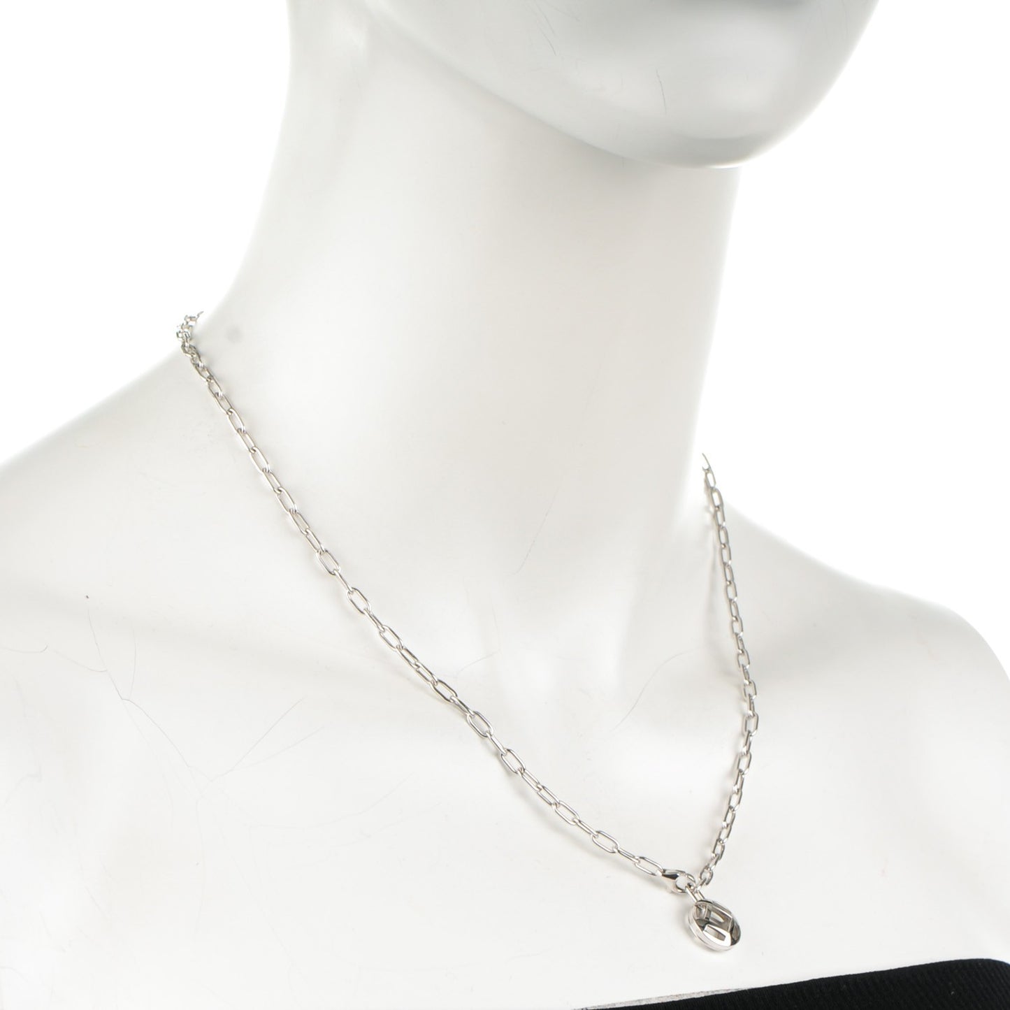 18K White Gold Spartacus Chain Pasha Pendant Necklace