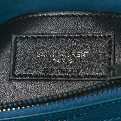 Saint Laurent Sheepskin Matelasse Chevron Monogram Medium College Bag Petrol Green 7 of 11