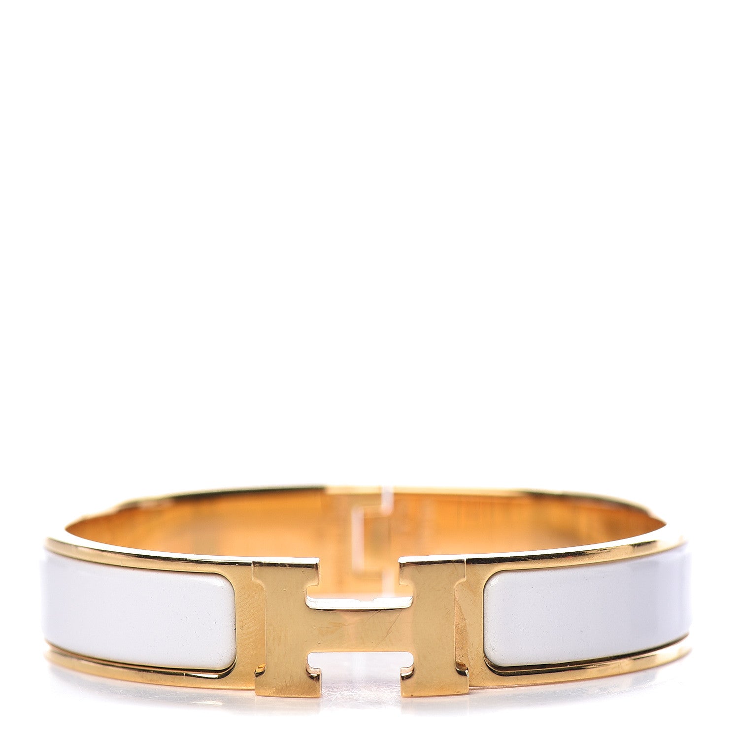 Hermes Enamel Narrow Clic Clac H Bracelet PM White 1 of 5