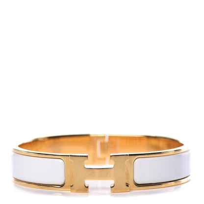 Hermes Enamel Narrow Clic Clac H Bracelet PM White 1 of 5