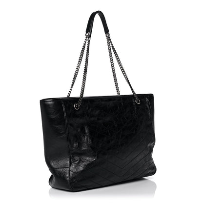 Saint Laurent Crinkled Calfskin Matelasse Monogram Large Niki Shopping Tote Bag Black 3 of 12