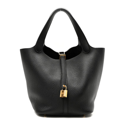 Hermes Taurillon Clemence Picotin Lock 22 MM Black 1 of 9