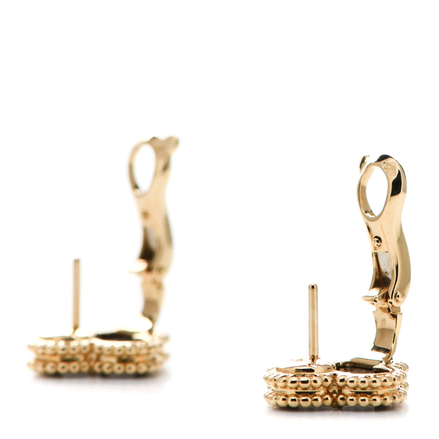 18K Yellow Gold Black Onyx Vintage Alhambra Earrings