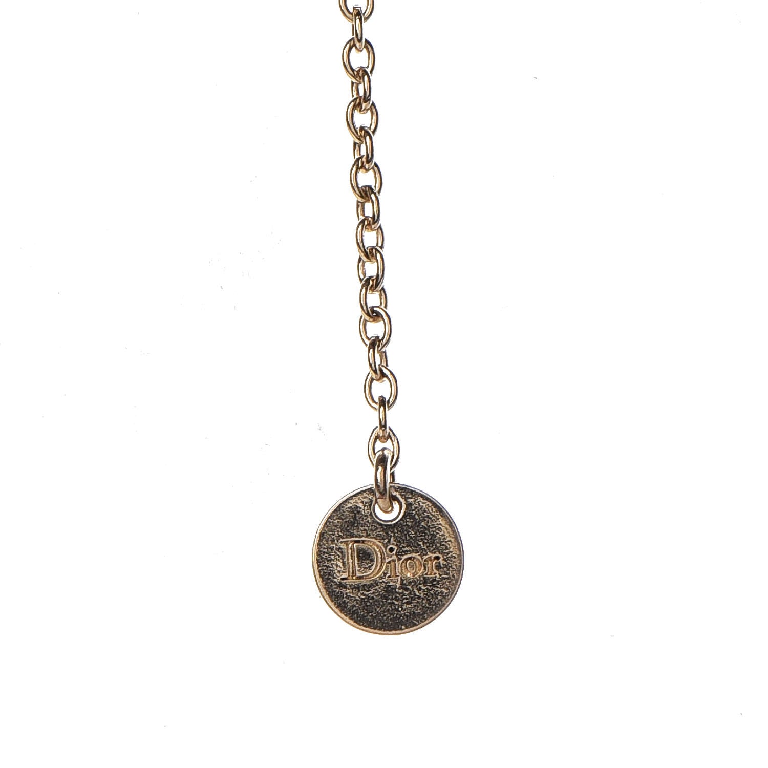 Christian Dior Crystal Pearl Shiny-D Tribal Long Necklace Gold 6 of 6