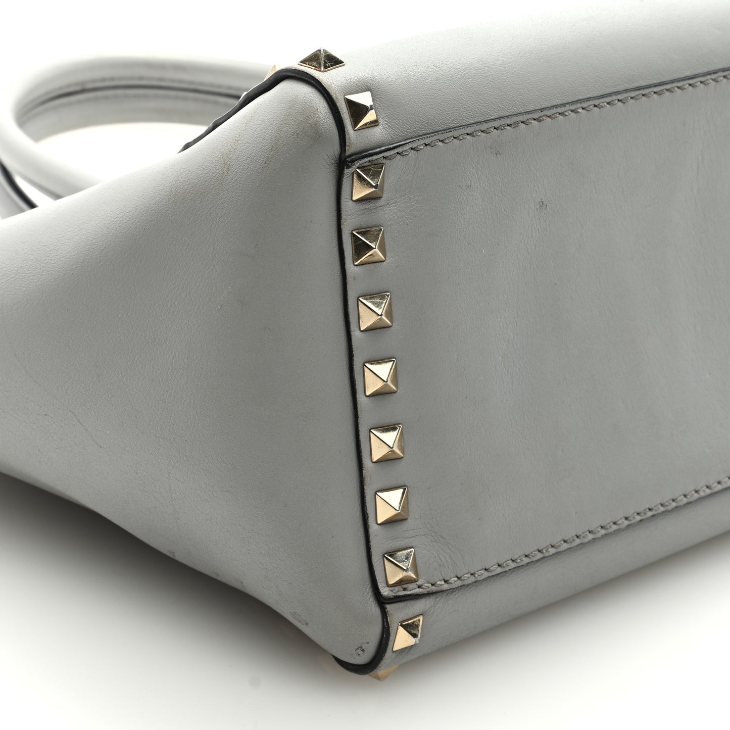Vitello Small Rockstud Double Handle Tote Grey