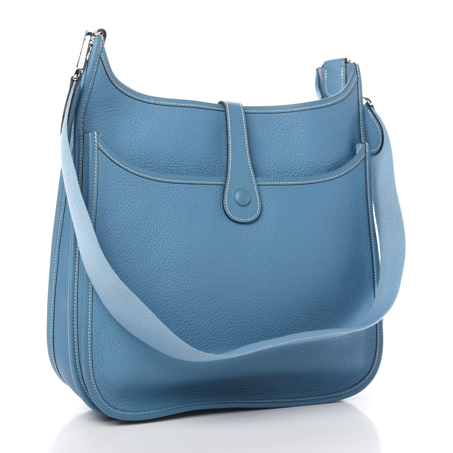 Hermes Taurillon Clemence Evelyne II GM Blue Jean 3 of 9