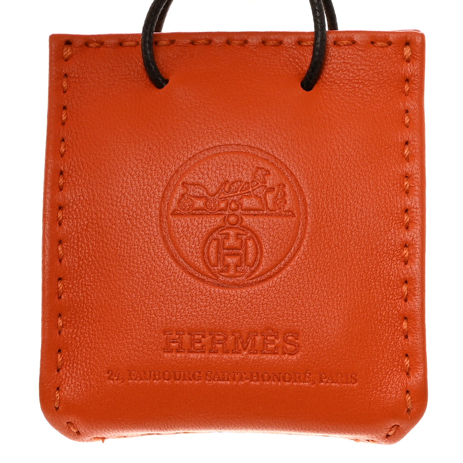 Hermes Milo Lambskin Swift Shopping Bag Charm Feu Gold 4 of 7