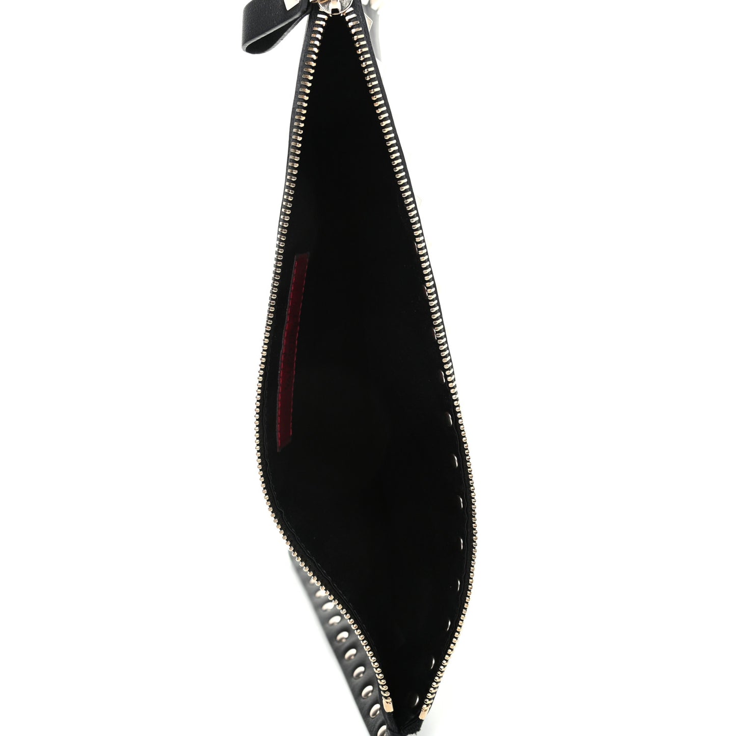 Vitello Large Rockstud Zip Pouch Black