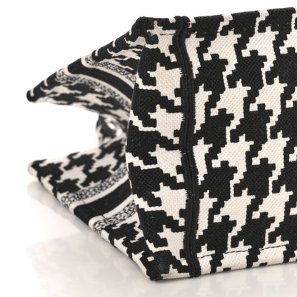 Christian Dior CHRISTIAN DIOR Canvas Houndstooth Embroidered Small Book Tote Black White 9 of 11