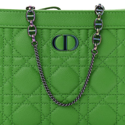 Christian Dior Calfskin Cannage Caro Zipped Pouch With Chain Bright Green 7 of 9