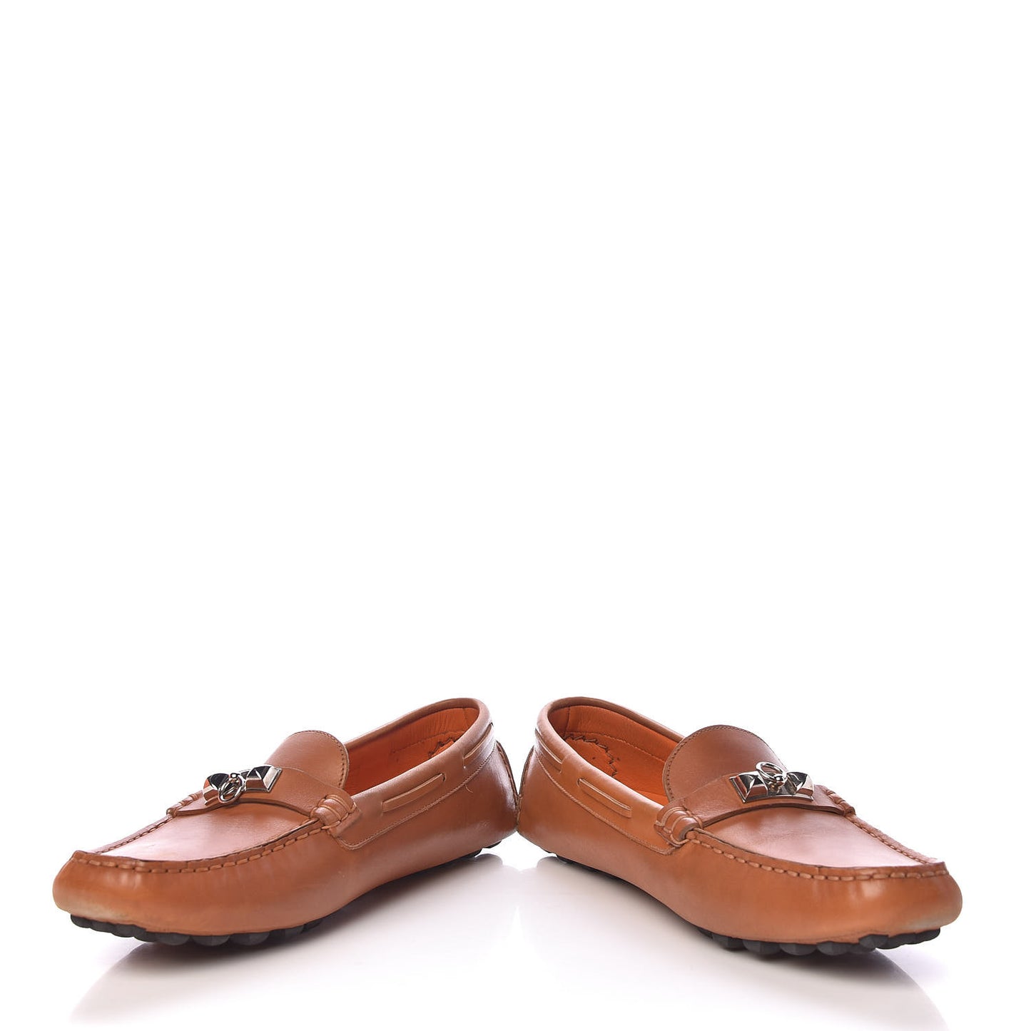 Supple Calfskin Womens Irving Driving Moccasin Loafers 39 Gold