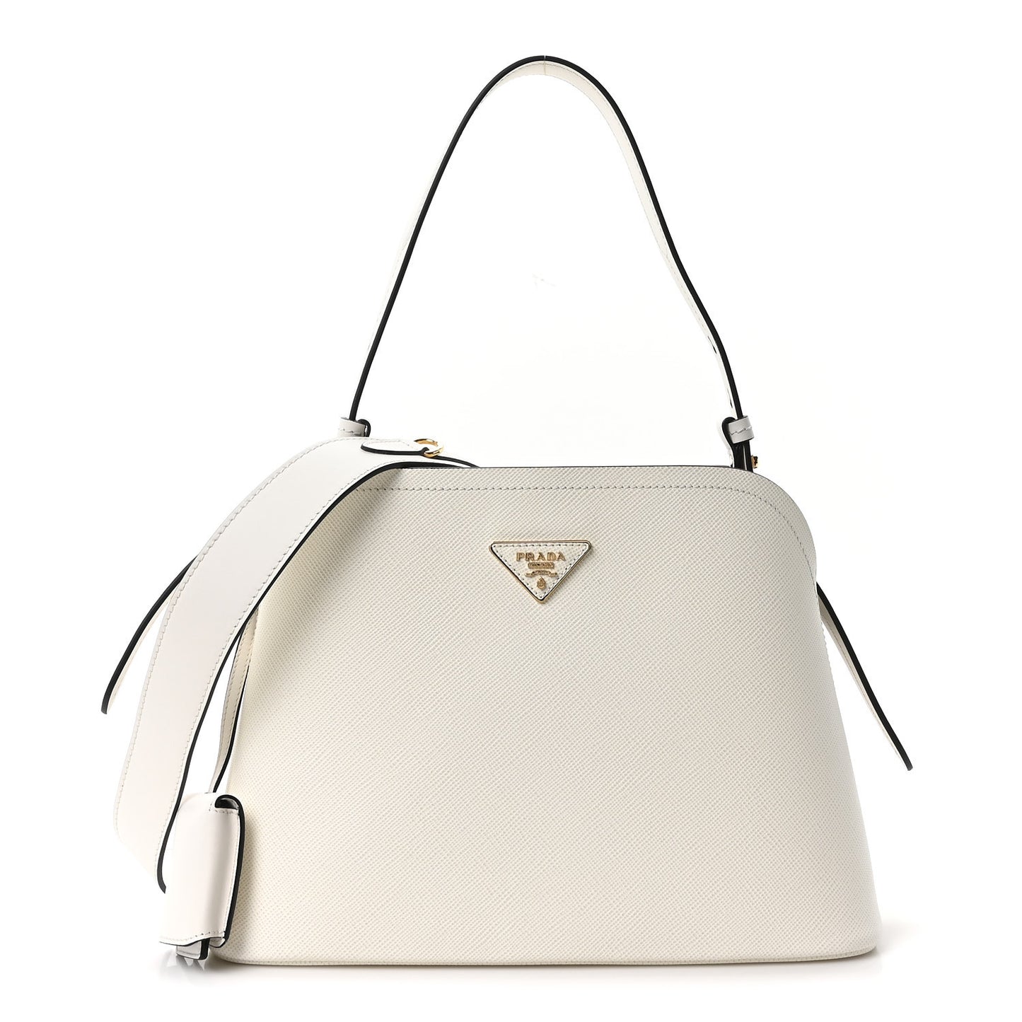 Saffiano Cuir Small Matinee Tote  Bianco Black
