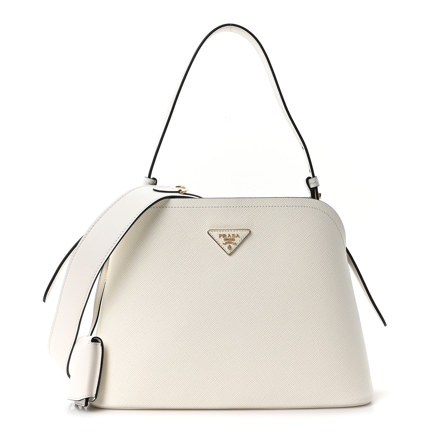 Prada Saffiano Cuir Small Matinee Tote  Bianco Black 1 of 9