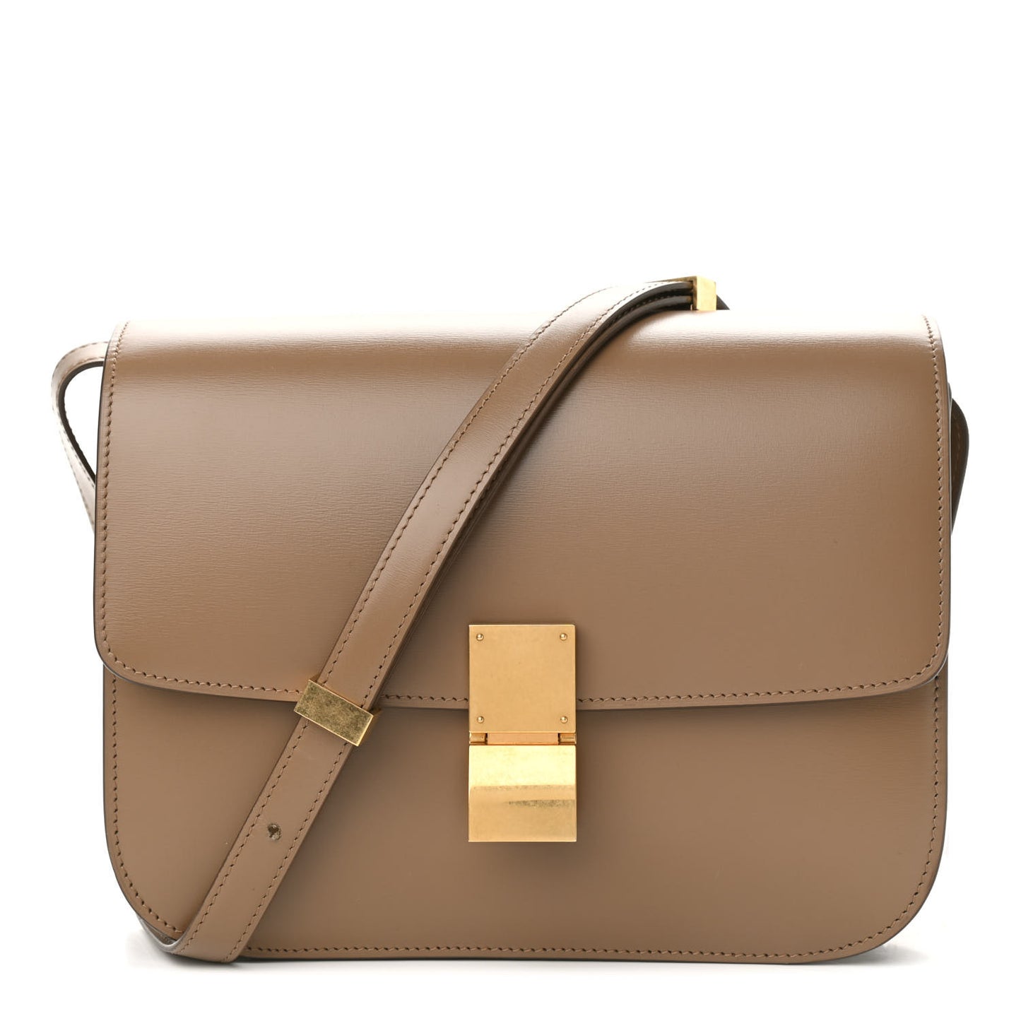 Box Calfskin Medium Classic Box Flap Bag Light Camel