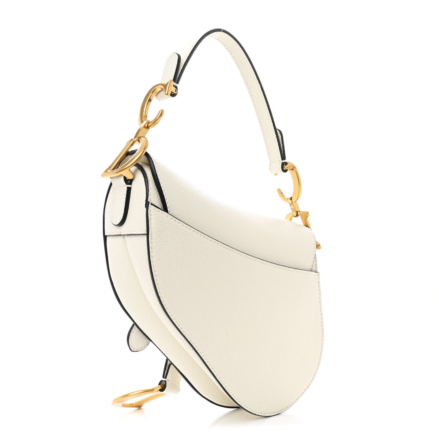 Christian Dior Grained Calfskin Mini Saddle Bag White 3 of 10