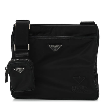 Prada Re-Nylon Saffiano Pocket Flat Messenger Bag Black 1 of 8