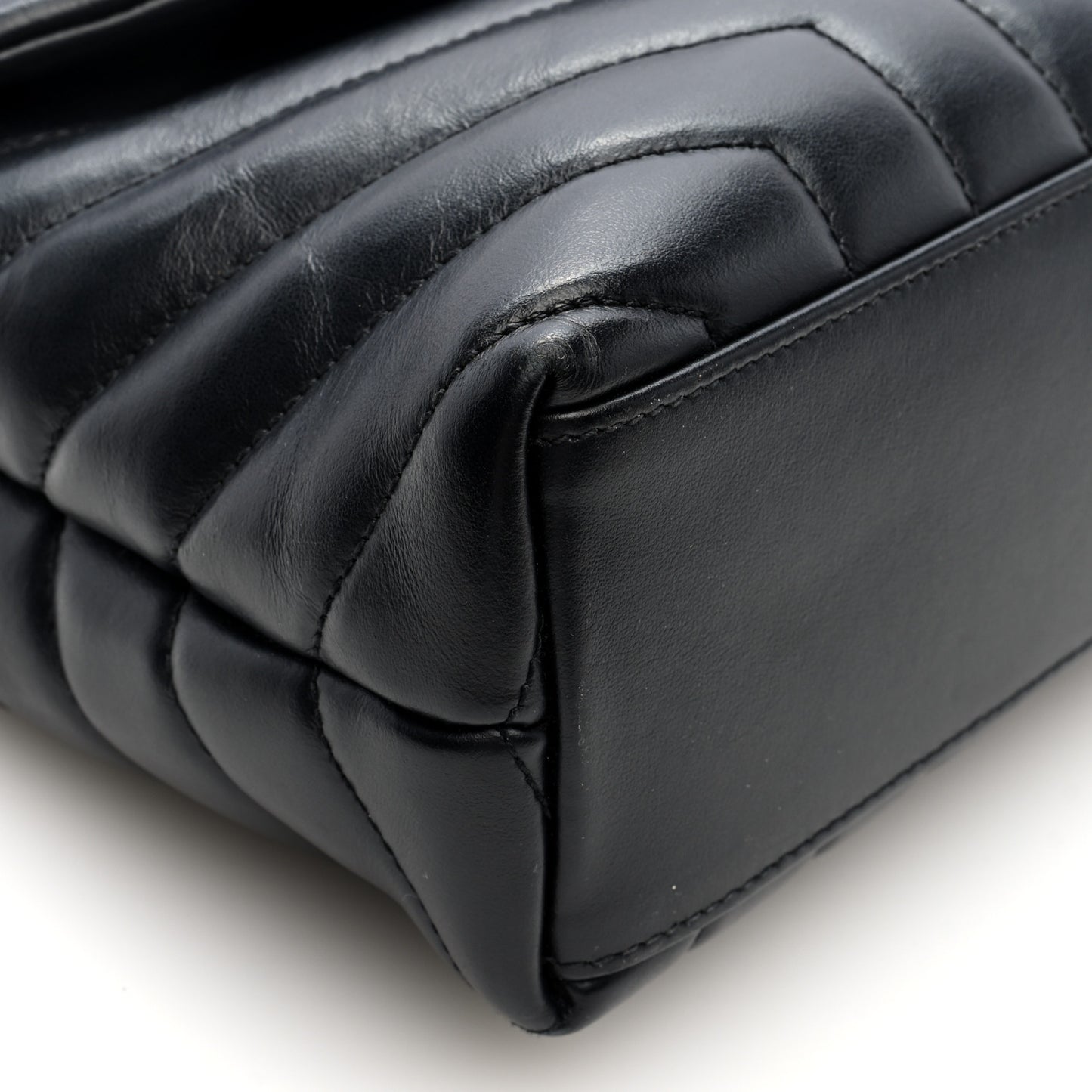 Calfskin Y Quilted Monogram Small Loulou Chain Satchel Black