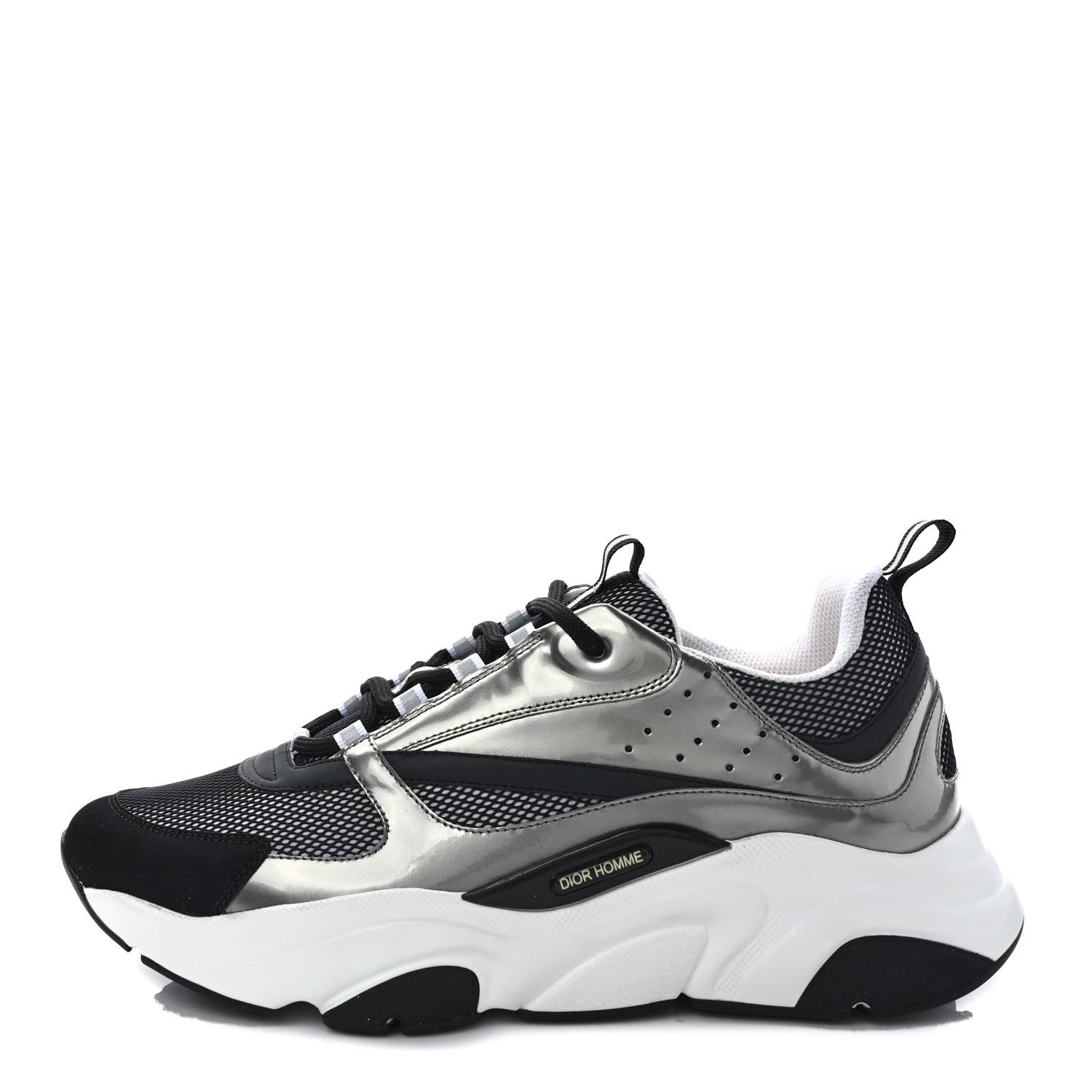 Christian Dior Technical Mesh Calfskin Mens B22 Sneakers 42 Silver Black White 1 of 7