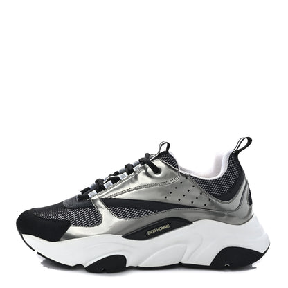Christian Dior Technical Mesh Calfskin Mens B22 Sneakers 42 Silver Black White 1 of 7