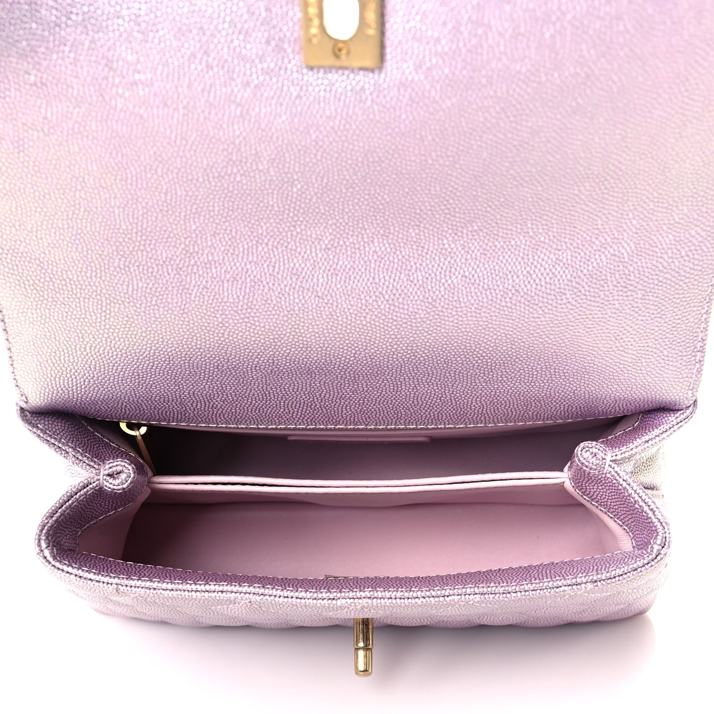 Iridescent Caviar Quilted Mini Coco Handle Flap Light Pink