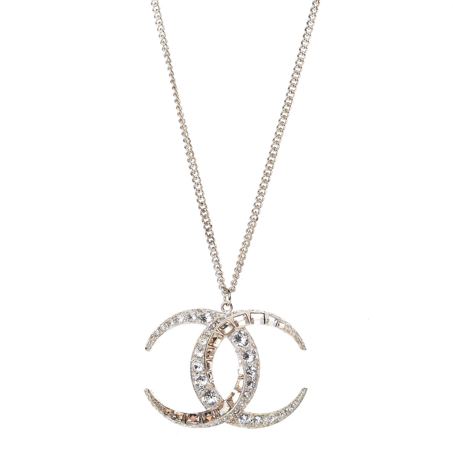 Chanel Baguette Crystal Moon CC Necklace Gold 1 of 5