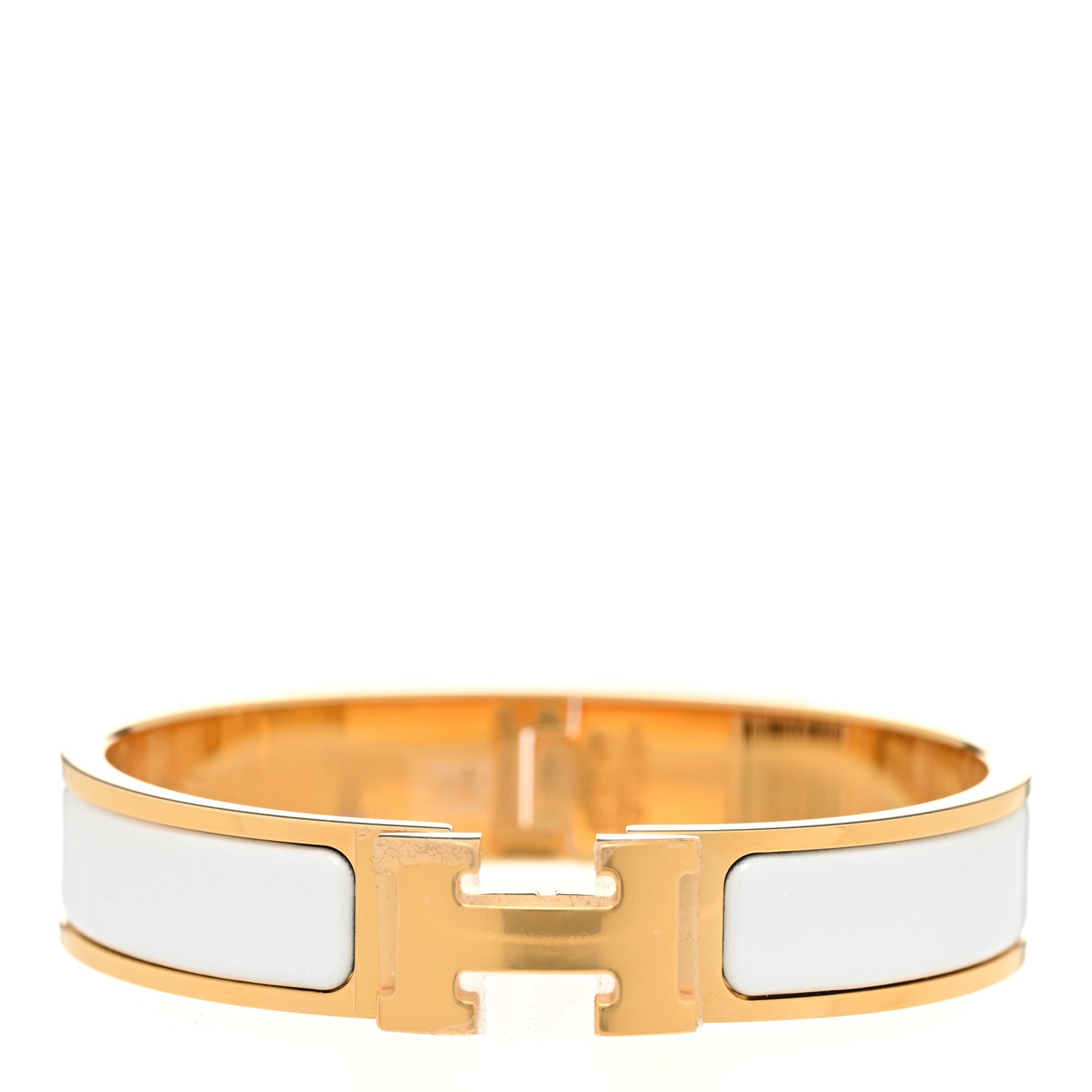 Enamel Narrow Clic Clac H Bracelet PM White
