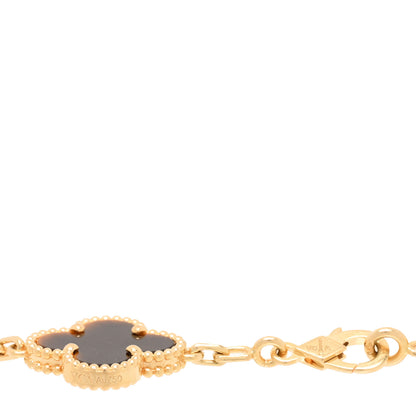 Van Cleef & Arpels 18K Yellow Gold Tiger Eye 5 Motifs Vintage Alhambra Bracelet 3 of 4