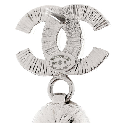 Chanel Metal Crystal CC Drop Earrings Silver 3 of 5