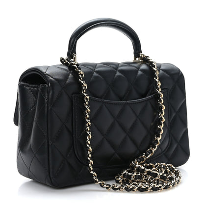 Chanel Lambskin Quilted Mini Top Handle Rectangular Flap Black 3 of 11