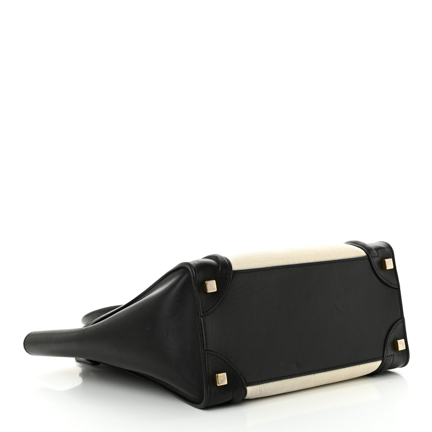 Shrunken Lambski\n Micro Bi-Color Luggage Black White