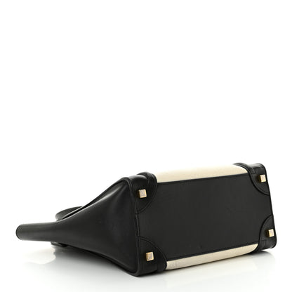 Celine Shrunken Lambski\n Micro Bi-Color Luggage Black White 4 of 16