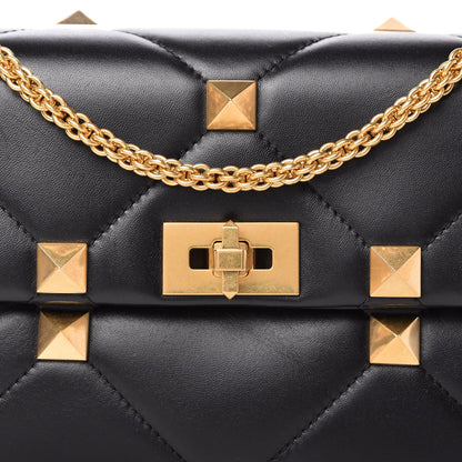 Valentino Garavani Nappa Large Roman Stud Shoulder Bag Black 9 of 9