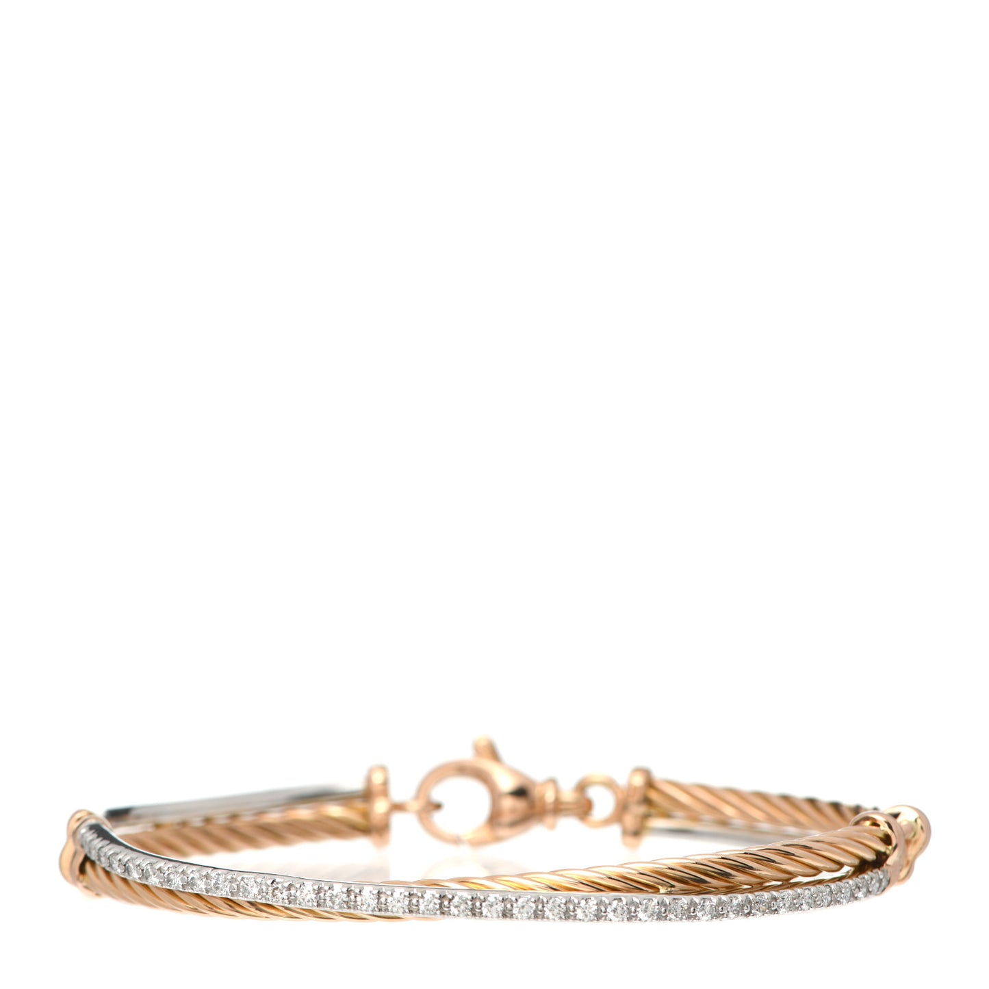18K White Rose Gold Diamond Crossover Bracelet