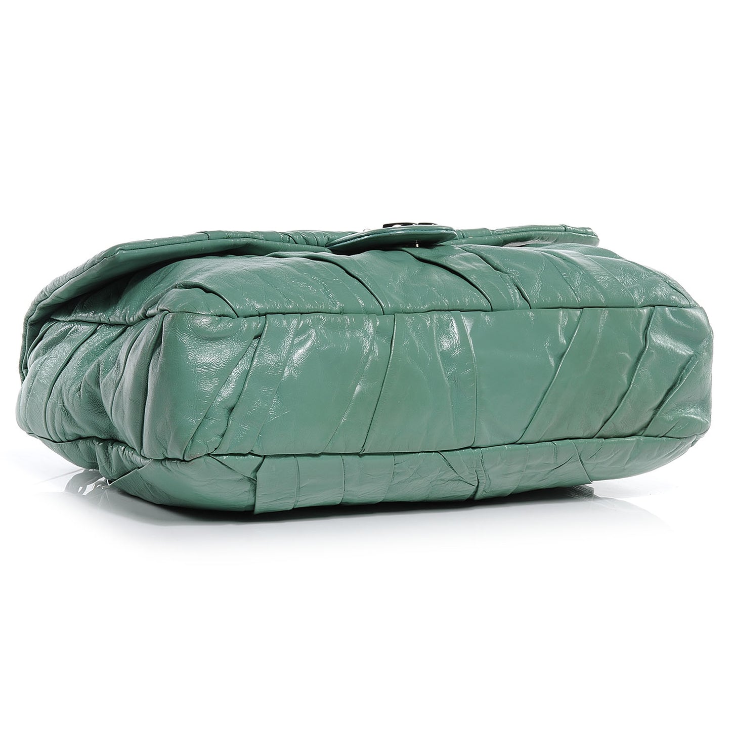 Glazed Calfskin Twisted Maxi Flap Green