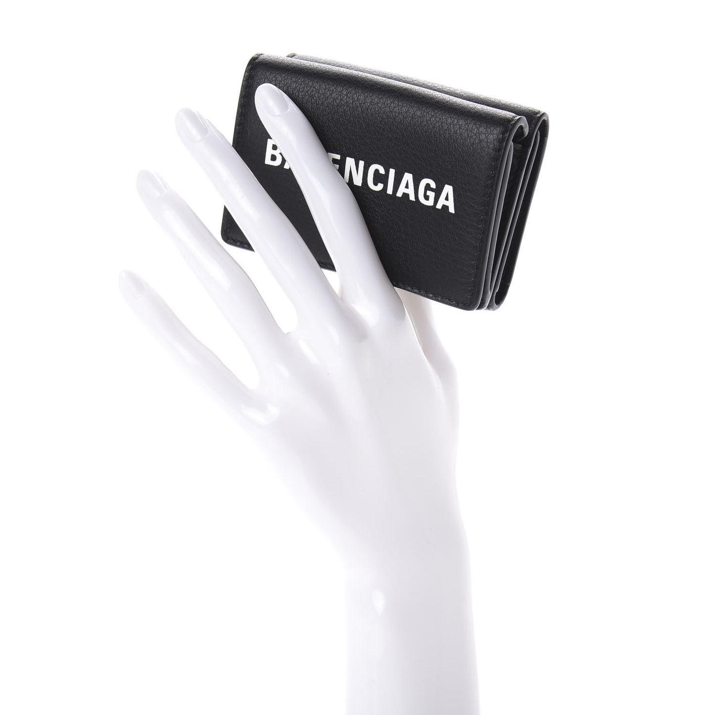 Calfskin Logo Everyday Mini Wallet Black
