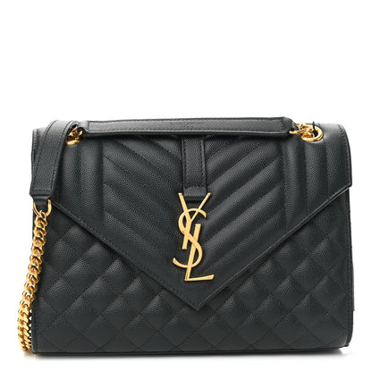 Saint Laurent Grain De Poudre Textured Mixed Matelasse Triquilt Medium Monogram Satchel Dark Tea 1 of 10