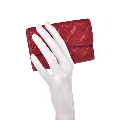 Chanel Caviar Quilted Flap Card Holder Dark Red 2 of 9