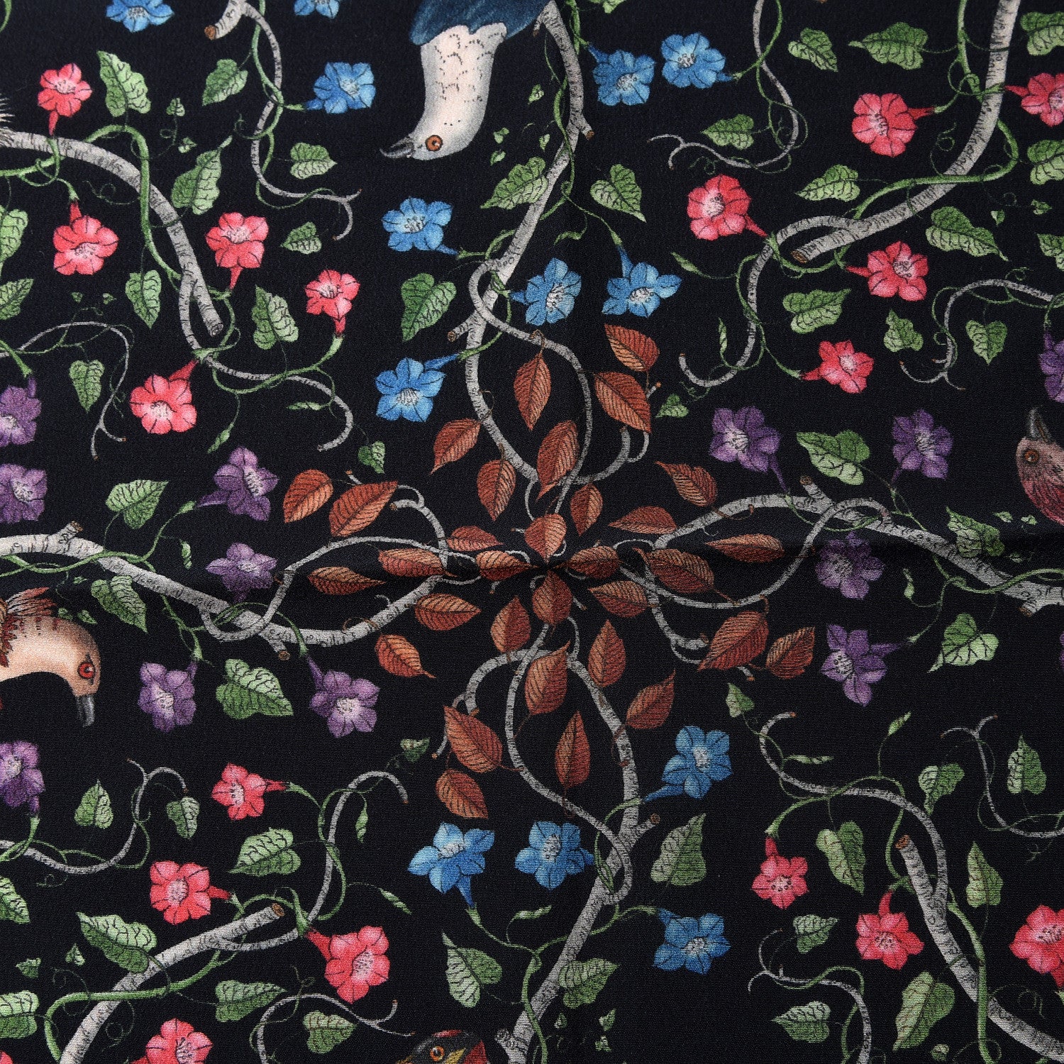 Gucci Silk Floral Condor Square Handkerchief Black 2 of 4