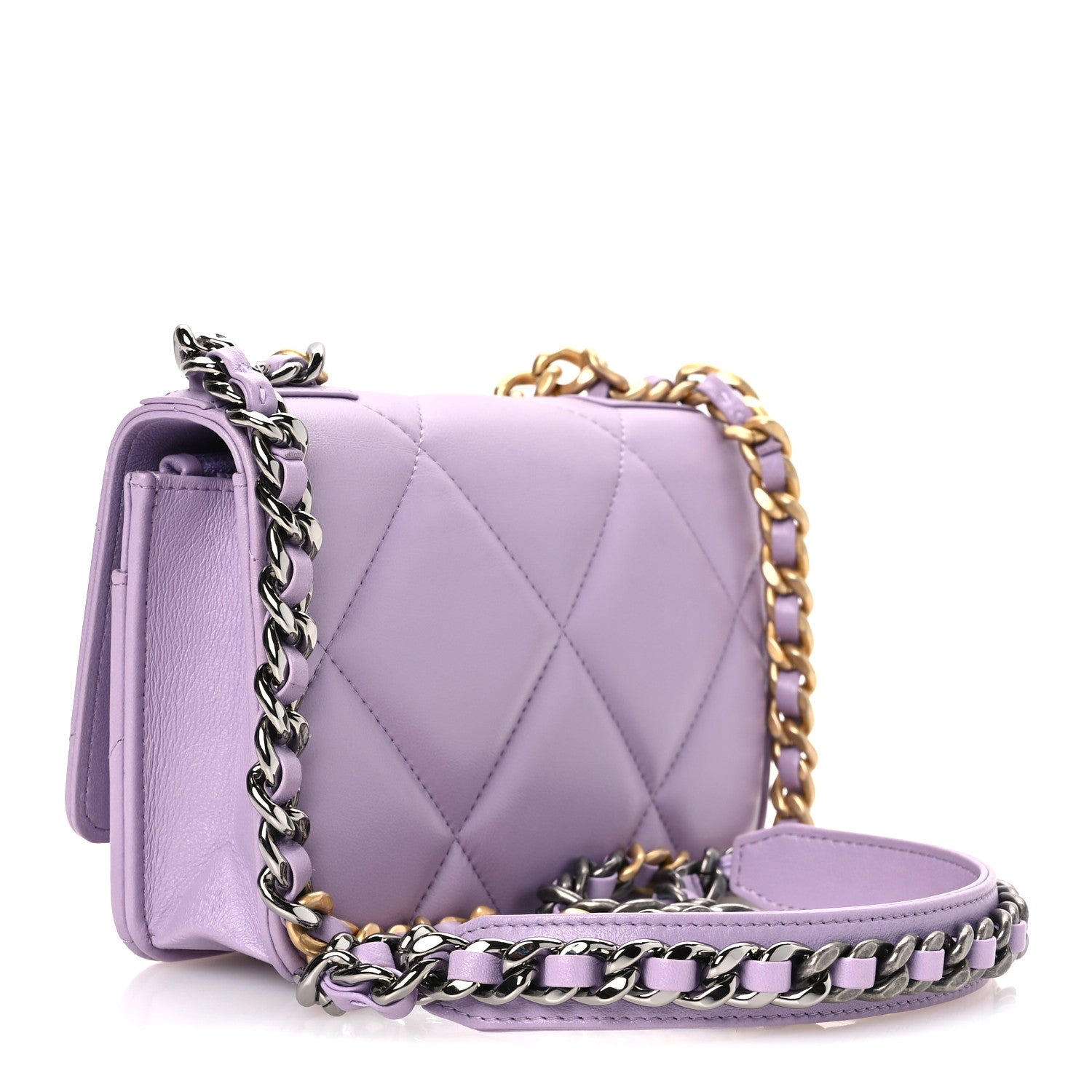 Chanel Lambskin Quilted Chanel 19 Wallet On Chain WOC Light Purple 3 of 11