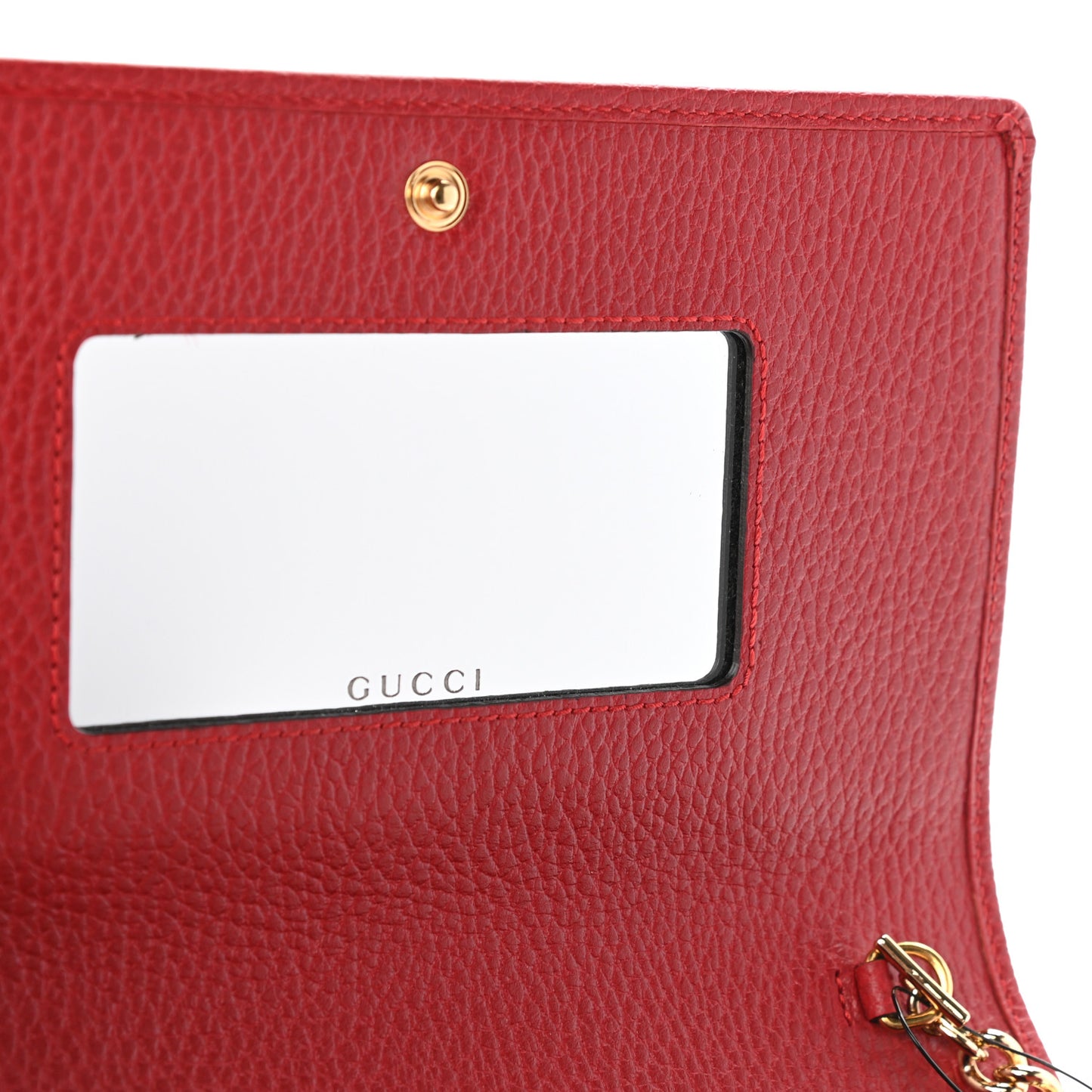 Dollar Calfskin Mini GG Marmont Chain Wallet Hibiscus Red