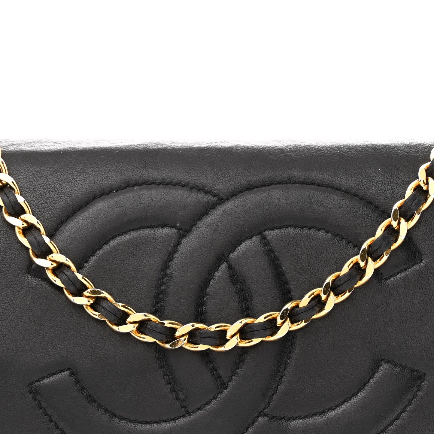 Lambskin Timeless CC Wallet On Chain WOC Black