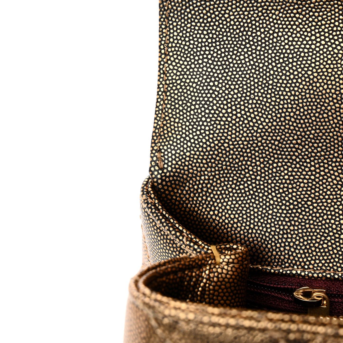 Metallic Caviar Quilted Small Coco Handle Flap Gold
