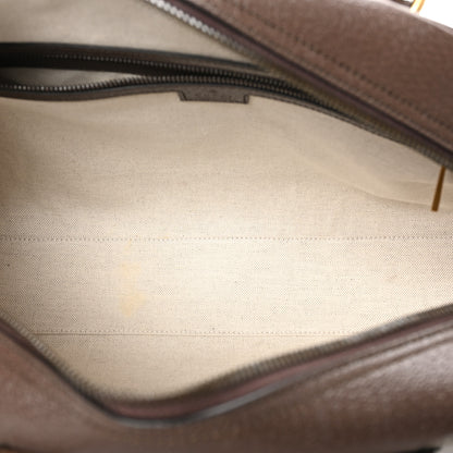 Gucci GG Supreme Monogram Textured Dollar Calfskin Web Medium Savoy Bowling Bag Beige Ebony New Acero 5 of 11