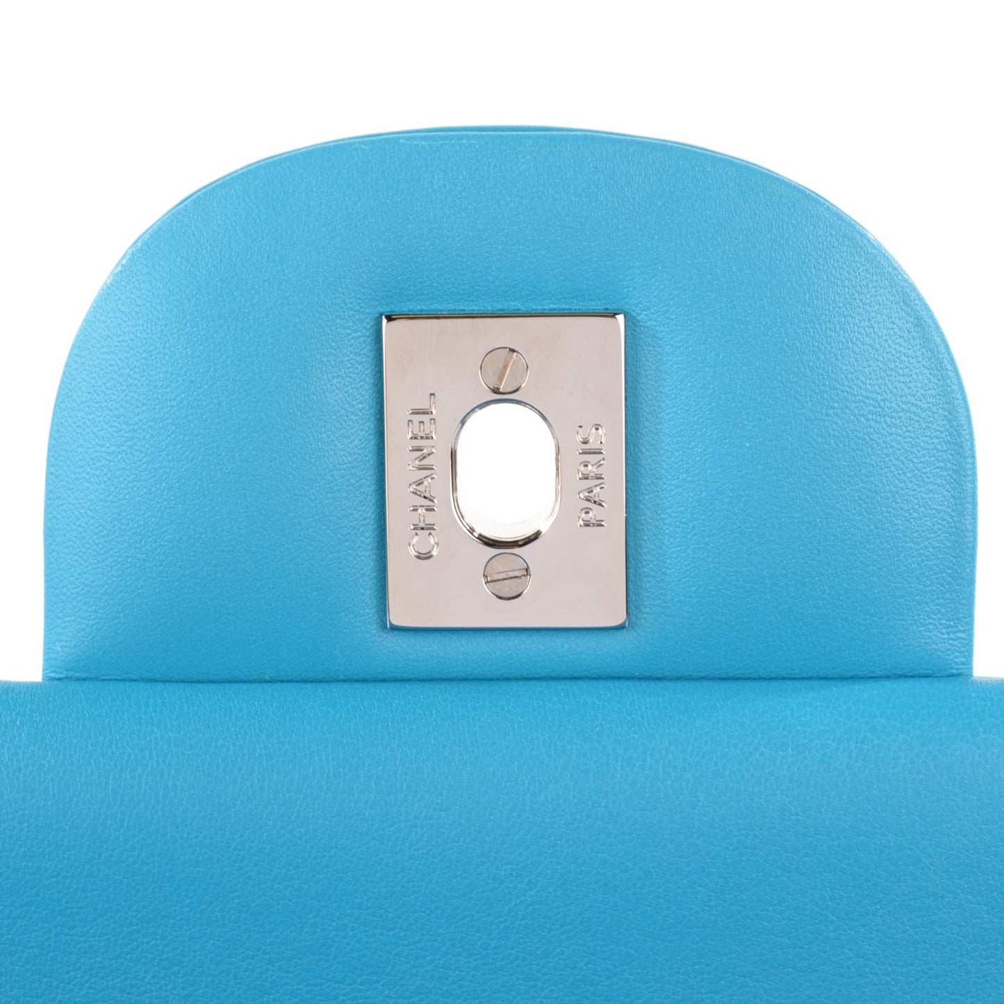 Patent Calfskin Quilted Jumbo Double Flap Turquoise